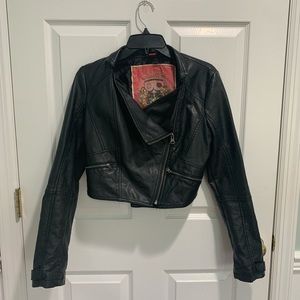 COLLECTION B Faux-Leather Asymmetrical Moto Jacket